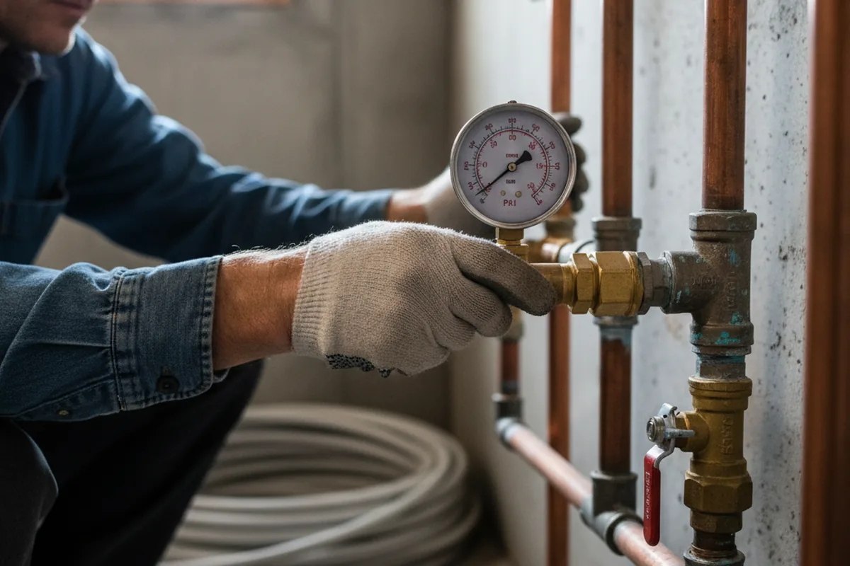 Pressure testing a repaired line during Water Line Repair in Post Falls